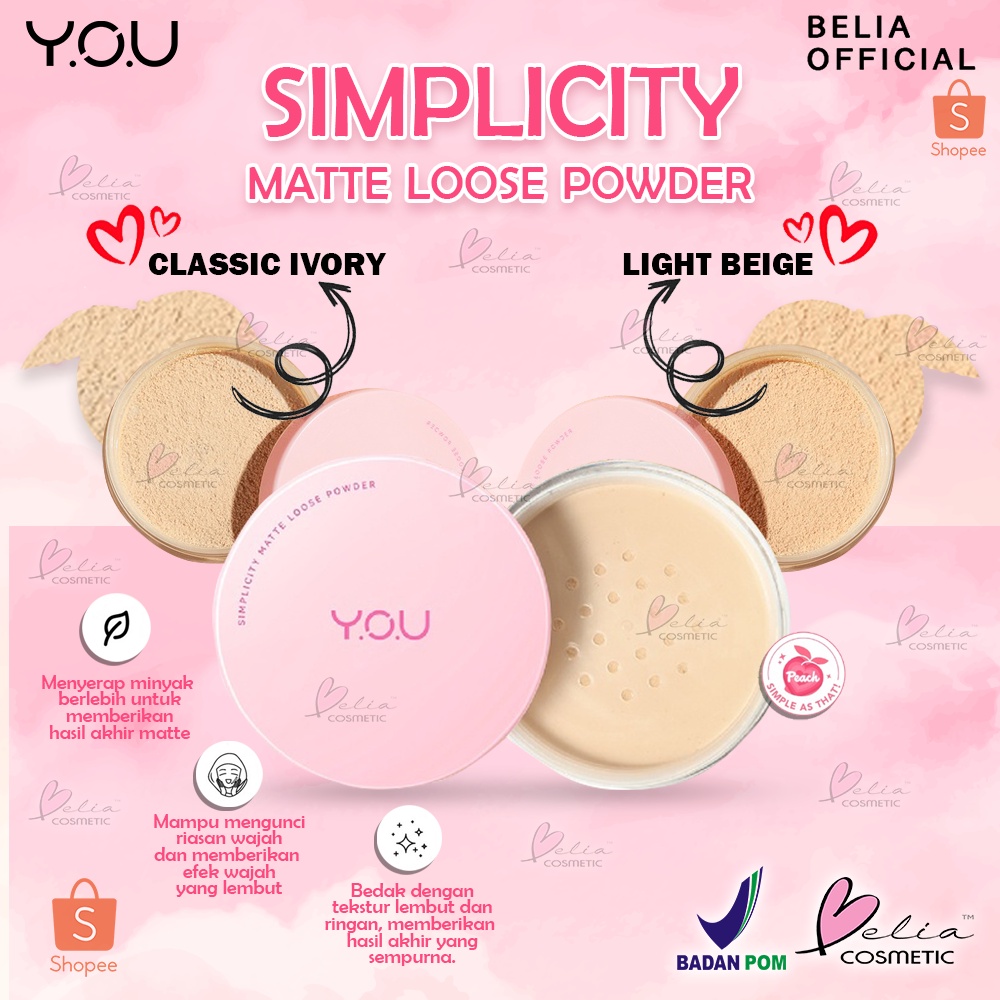 ❤ BELIA ❤ YOU The Simplicity Perfect Matte Loose Powder NEW Formula| Bedak Tabur Y.O.U Makeups  (✔️BPOM)