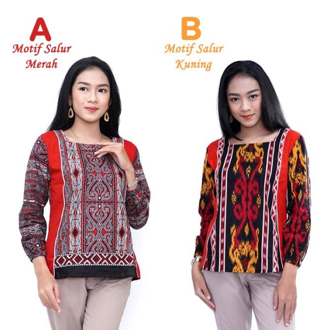 Atasan Batik Wanita Motif Tenun Unique - Blouse Batik Wanita
