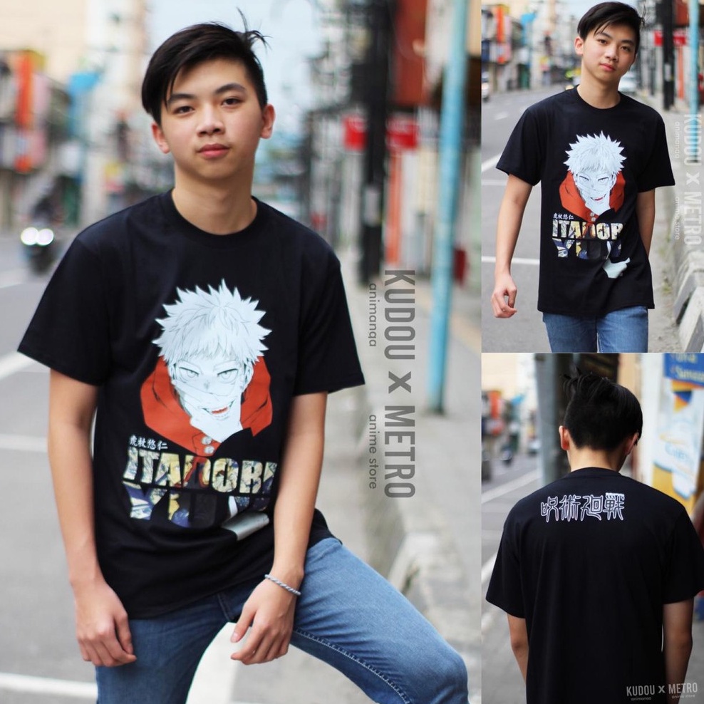 Tshirt Itadori Yuji Black Anime Jujutsu Kaisen