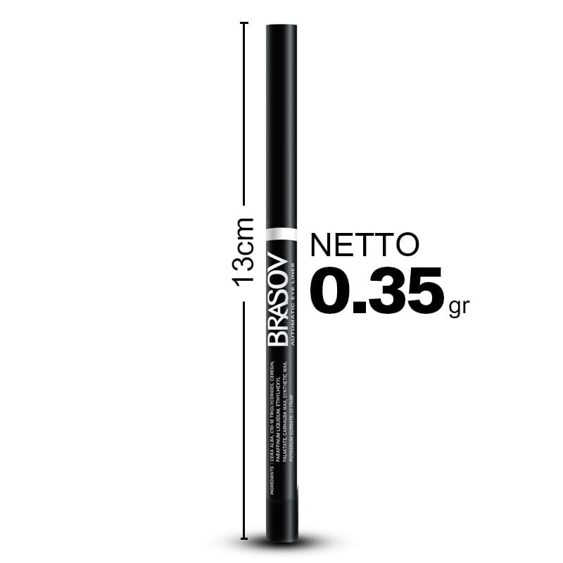 BRASOV Pensil Eyeliner Putar Netto 0.35 G Waterproof Automatic Eye Liner Waterproof Kosmetik Arjuna