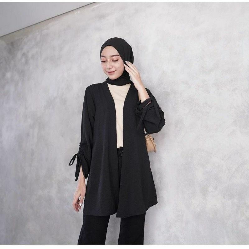 cardigan wanita lengan serut crincle airflow