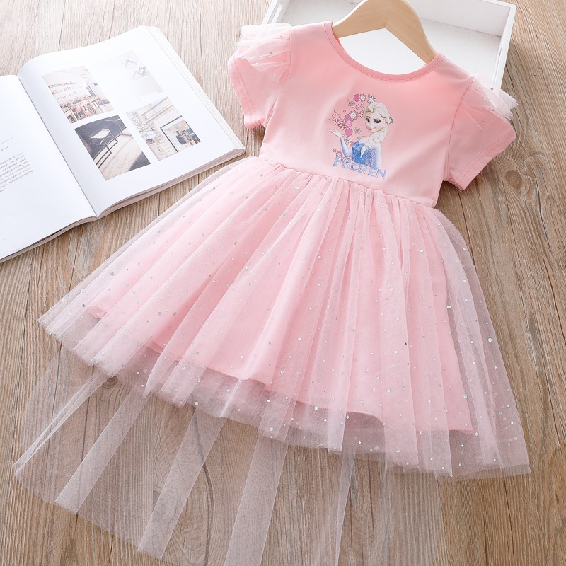 Dress Frozen Anak Baju PRINCESS Pesta Ulang Tahun Import Dengan model Sayap Belakang