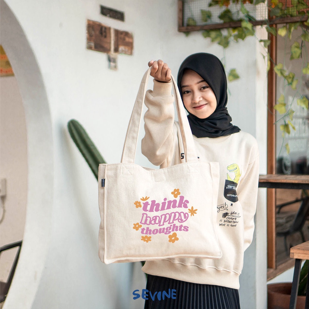 Sevine Totebag Kanvas Daisy Tas Wanita Tote Bag Kantong Laptop Kuliah Sekolah Kerja Quotes Y2K Pastel Aesthetic - KS