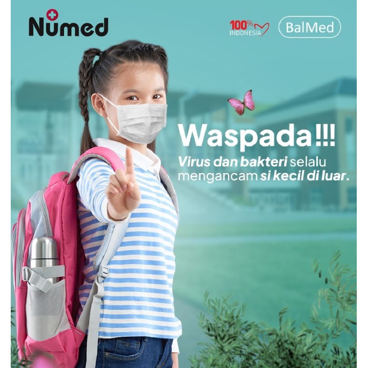 BALMED KIDS Masker Medis BFE 99,77% Original Surgical Face Mask 3 Ply Earloop isi 50 Pcs