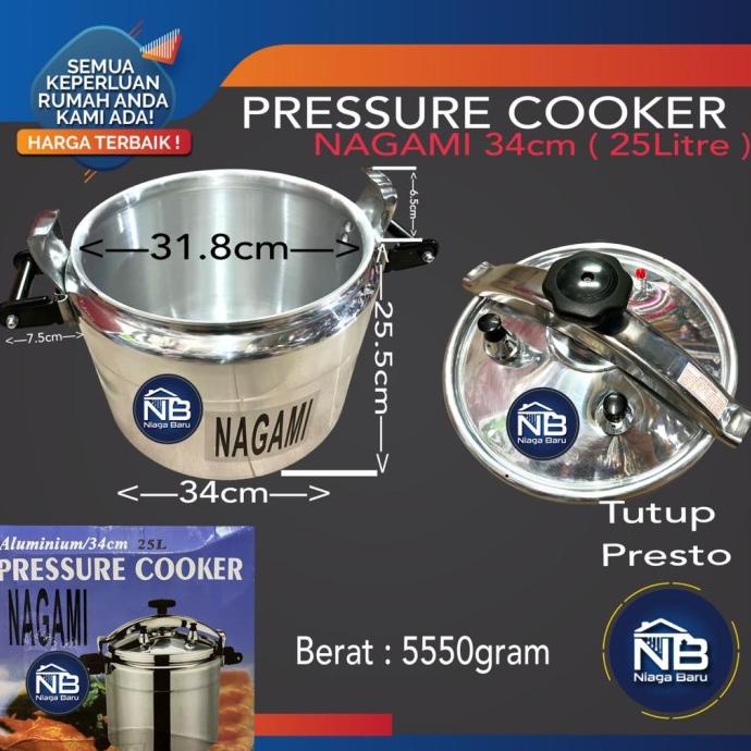 Panci PRESTO 25 liter NAGAMI GOOD QUALITY Tebal Pressure Cooker