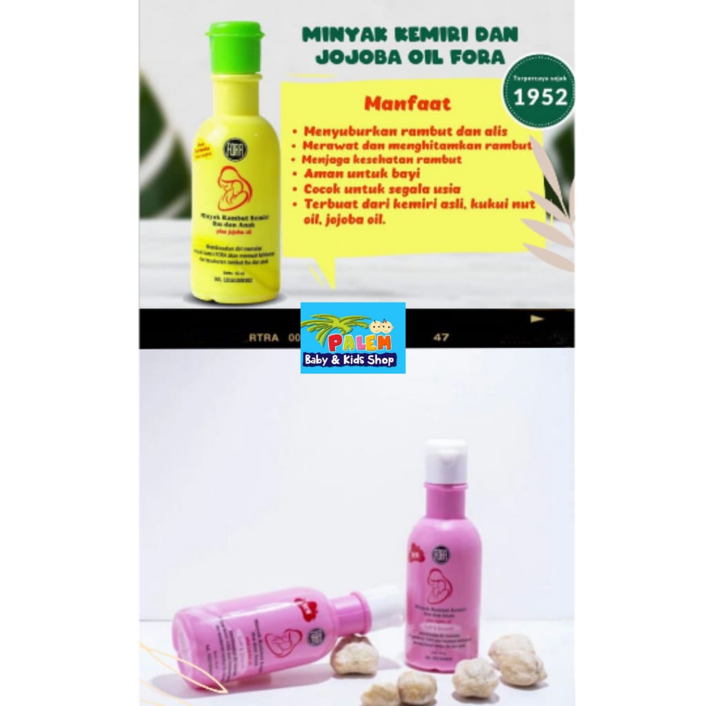 Minyak Kemiri Plus Jojoba Oil FORA Penyubur Penumbuh Rambut Bayi Anak Balita 65 ml free bubble