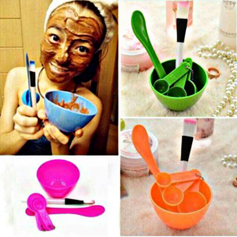 ( BISA COD ) PROMO Mangkuk Masker Wajah Set 4in1 Kosmetik Mangkok Spatula Sendok Takar / Peralatan Masker / Masker Set