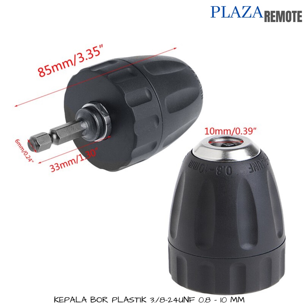 KEPALA BOR PLASTIK 3/8-24 UNF UKURAN 0.8-10 MM