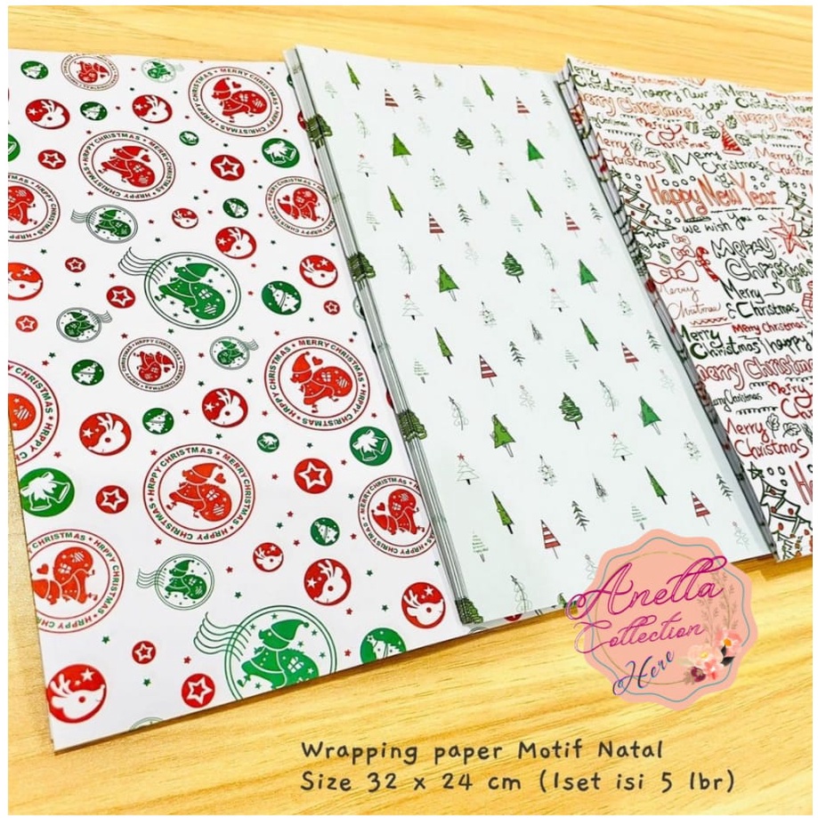 

Wrapping paper / pembungkus roti tema Nata / christmas set isi 5 lbr