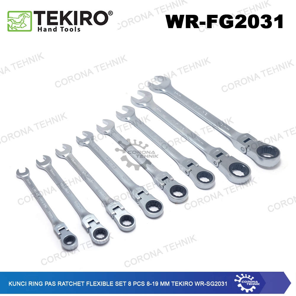 WR-FG2031 - Kunci Ring Pas Ratchet Flexible Set 8 Pcs 8-19 mm Tekiro