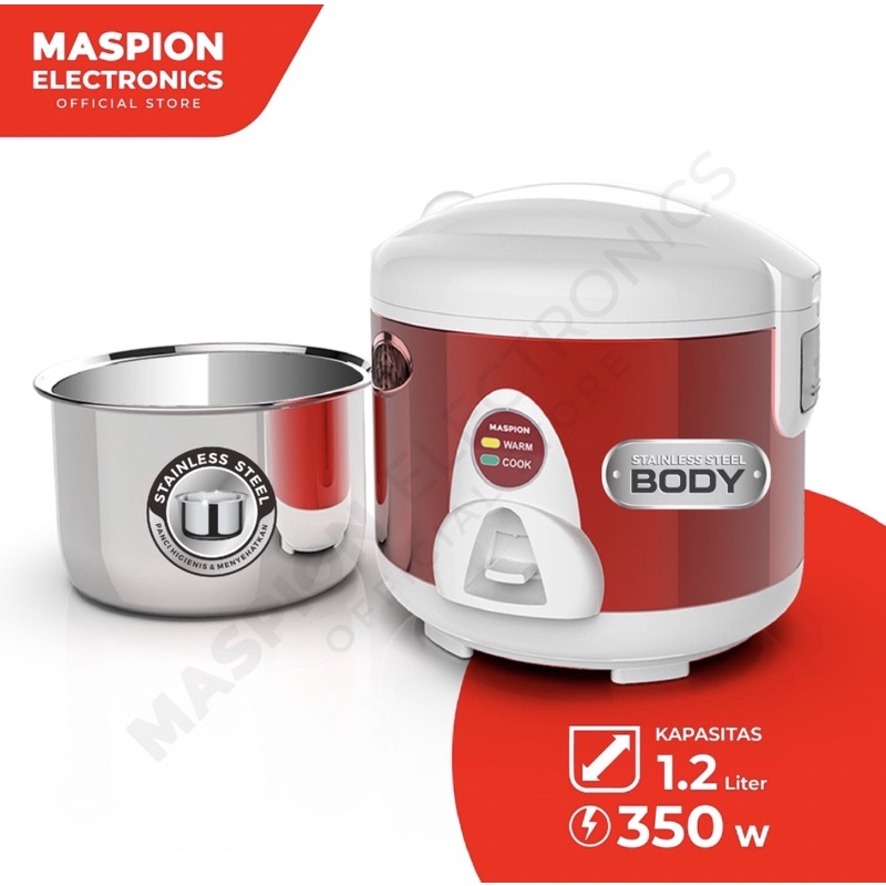 [ Maspion ] Magic Com / Rice Cooker Maspion MRJ 109 Panci Stainless Steel (Lebih Sehat) - 1.2L