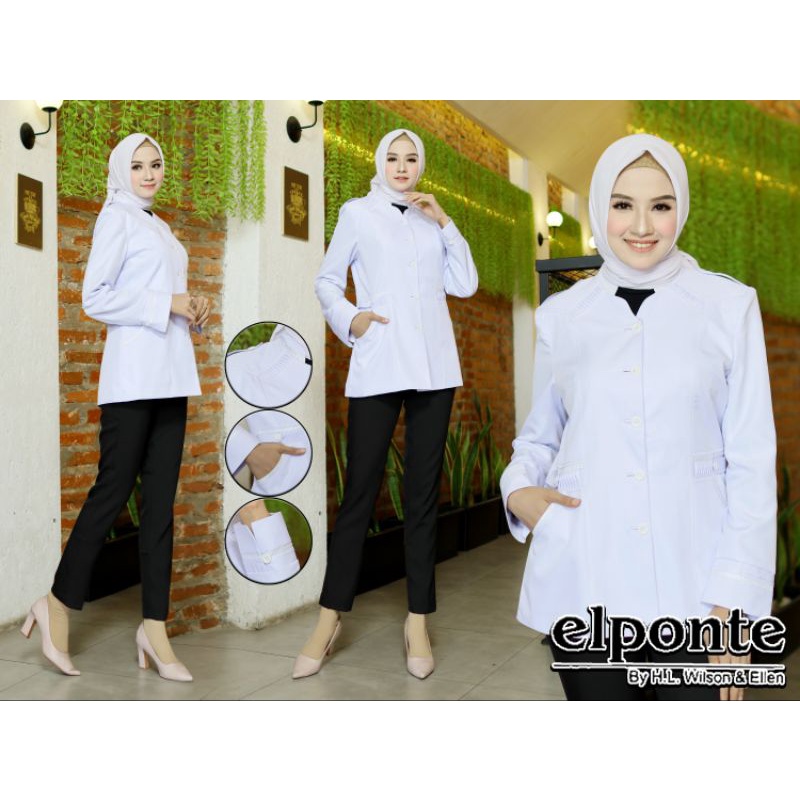 BAJU DINAS PUTIH WANITA /BAJU BLAZER WANITA PUTIH/ FREE HIJAB