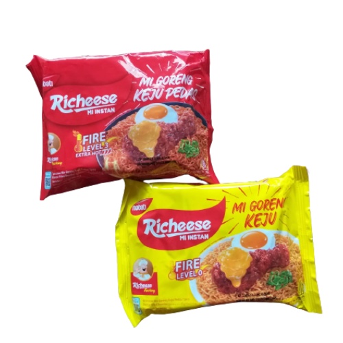 

4pcs Mie Instan Nabati Richeese Goreng Keju Pedas 75gr Lv0 & Lv3