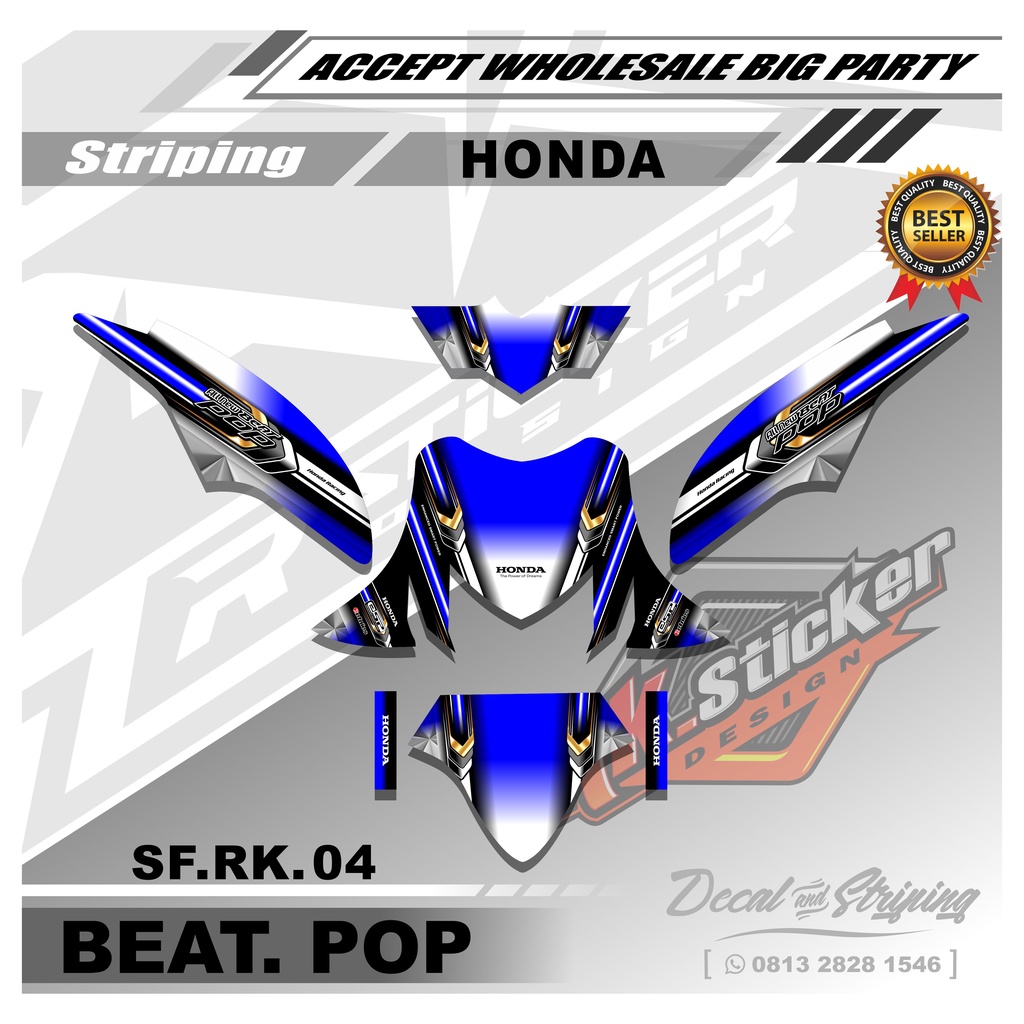 Sticker Decal Beat Pop - Sticker Decal Full Body Motor Beat Pop Motif Racing. RK.04