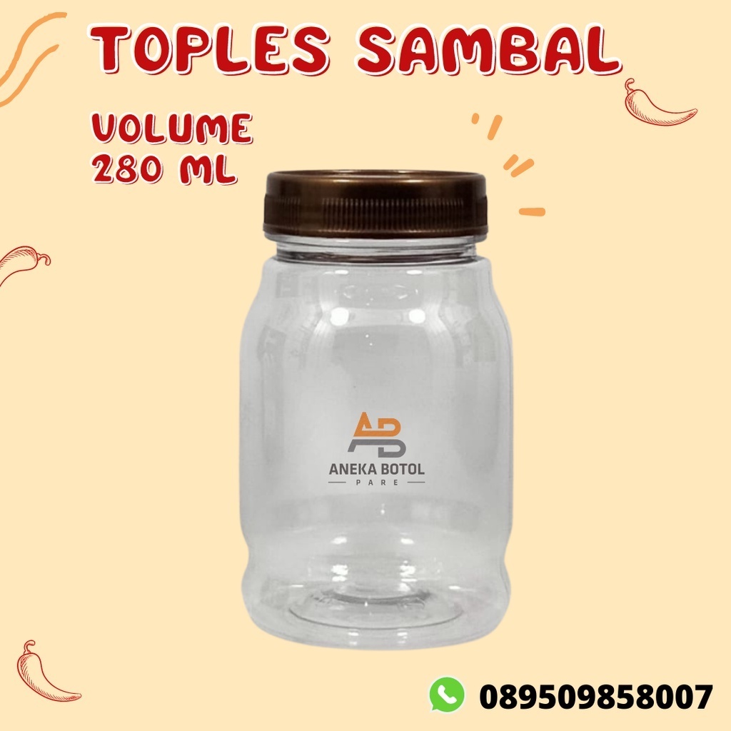 Toples Sambal 280ml |  Toples Plastik Untuk Sambal | Toples Plastik Tempat Sambal