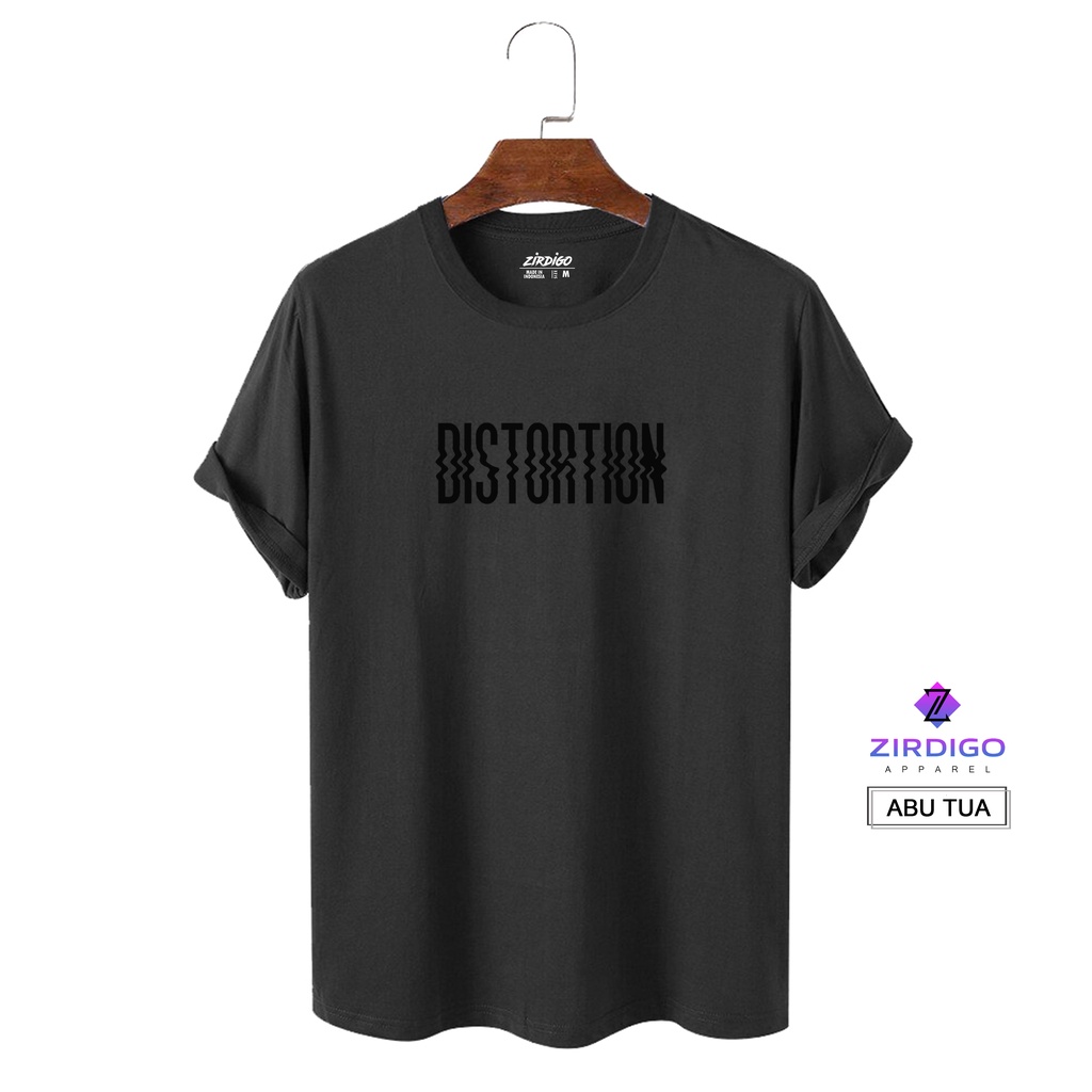 COD Baju Kaos Distro Distortion text Hitam Lengan Pendek Premium Quality Sablon Printing Kaos Murah Kaos Gambar Terlaris