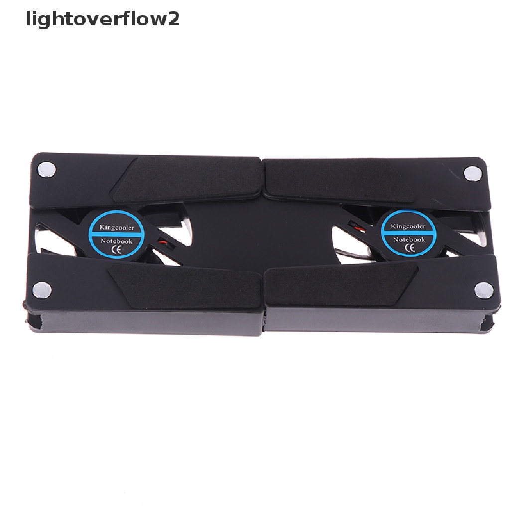 (lightoverflow2) Stand Holder Laptop / Notebook Dengan Kipas Pendingin Ganda + Port USB (ID)