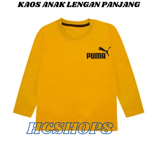 Kaos Anak Laki Laki Perempuan Lengan Panjang PUM Usia 2-16 Tahun Unisex Cowok Cewek