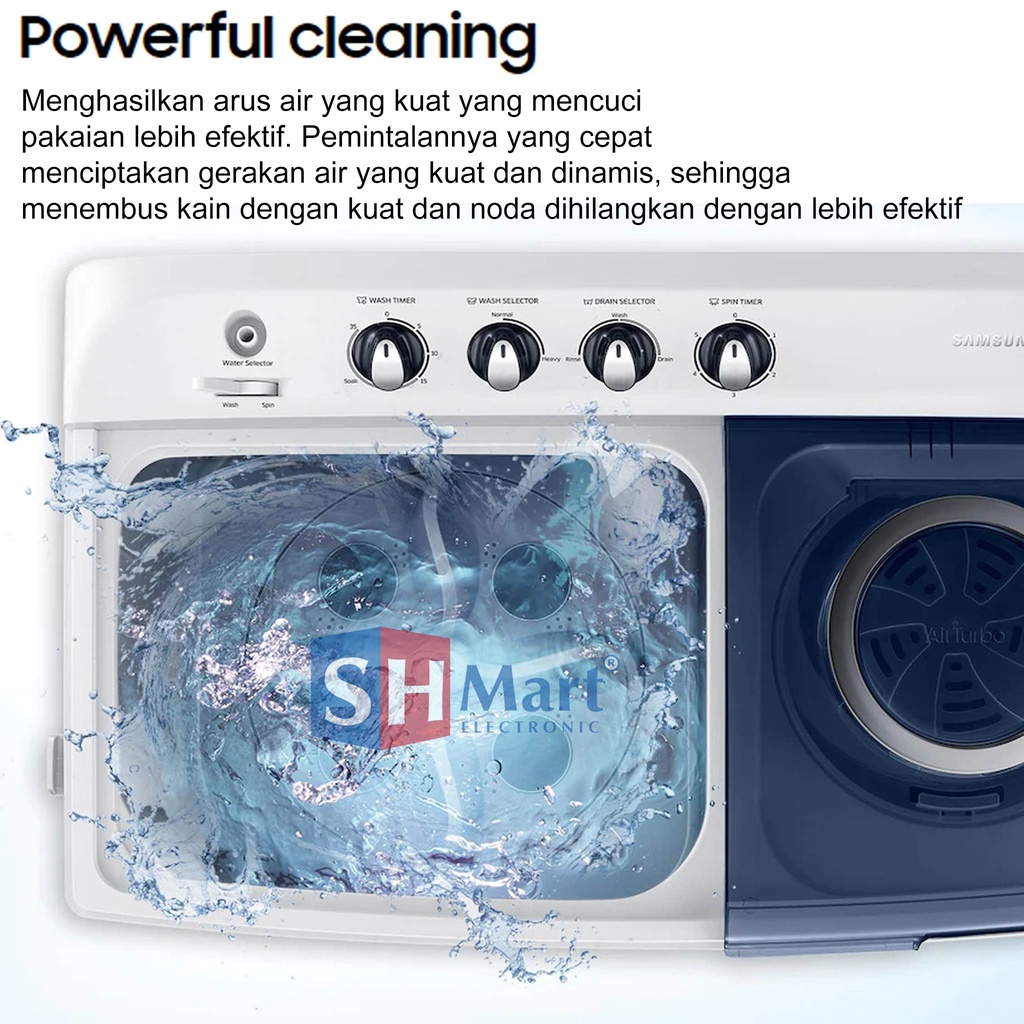MESIN CUCI 2 TABUNG 7,5 KG SAMSUNG WT75H3210MB FREE PASANG ( MEDAN )