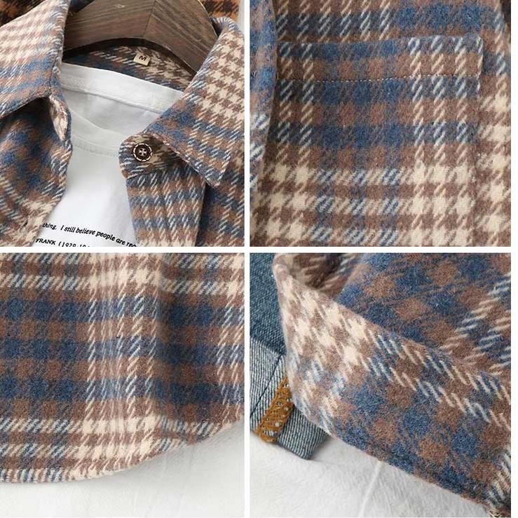 Murah kemeja oversize flanel wanita kotak kotak Korean blouse Crop top korea Kemeja wanita casual