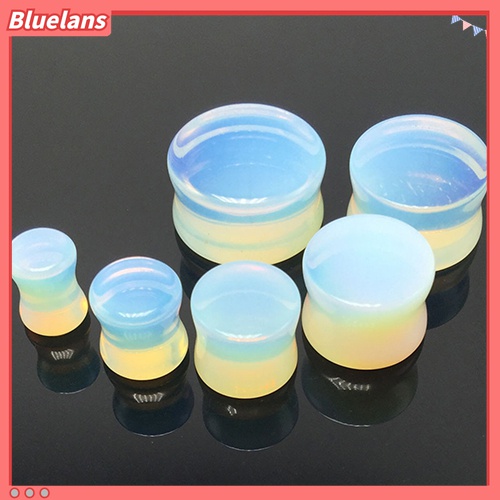 1pc Pelebar Tindikan Telinga Model Pelana Flare Ganda Opalite Ukuran 5-18mm