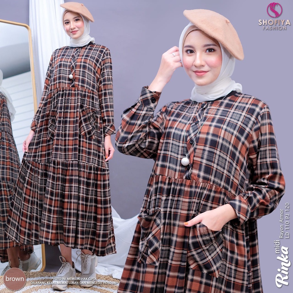 RINKA MIDI DRESS KEKINIAN TERBARU ORI BY SHOFIYA