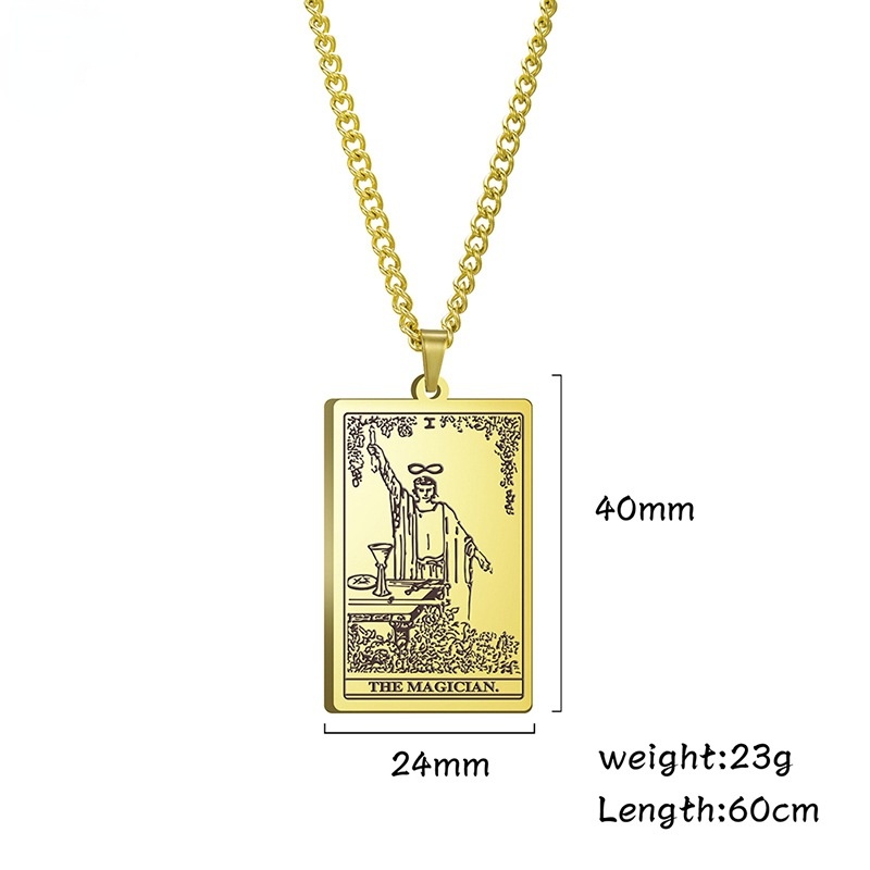 Kalung Rantai Panjang 60MM Desain Tarot Seri 2 Bahan Stainless Steel