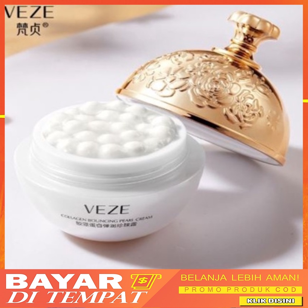 VEZE Collagen Bouncy Pearl Cream Whitening Moisturizing Anti-Aging Pearl Krim Wajah