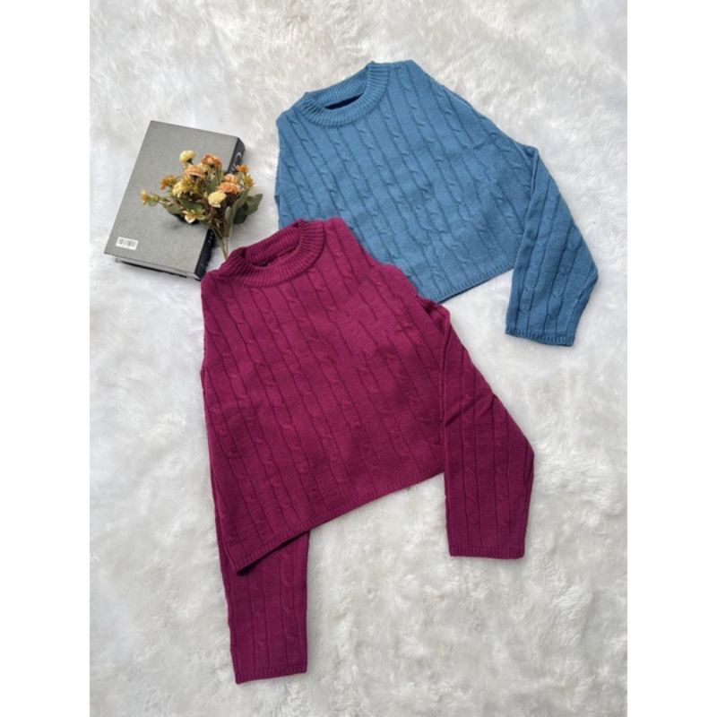 LORA BLOUSE SWEATER CROP FULL CABLE
