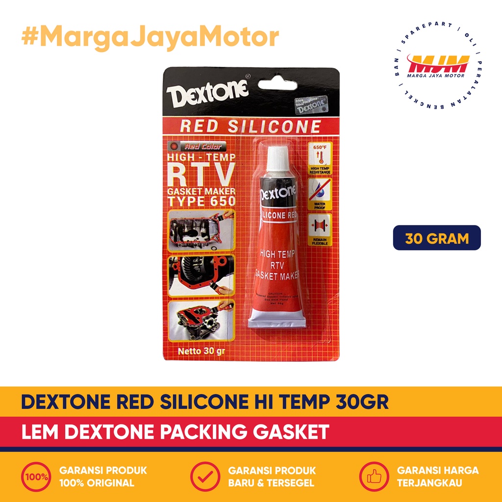 Dextone Red Silicone 30gr Lem Sealant Gasket Hi Temp Dextone