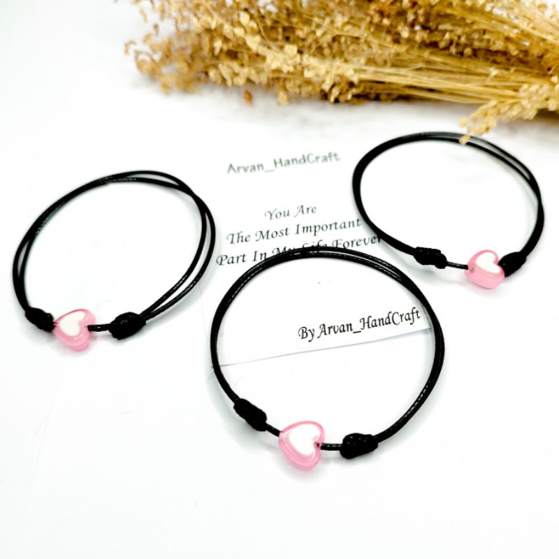 Gelang Tali Love Pink / Gelang Simple Love Pink / Gelang Tahan Air Love Pink