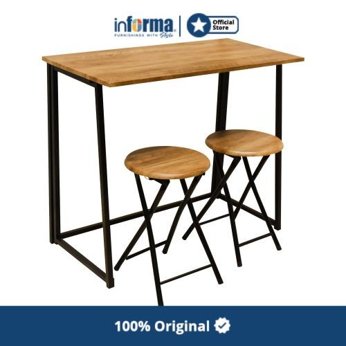 Furniture Informa Lexi Set Meja Makan Lipat 2 Bangku - Cokelat