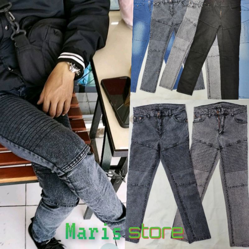 celana jeans panjang biker skinny 27-38