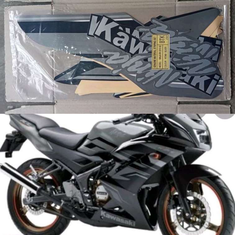 STRIPING STANDAR ORI LIST STIKER NINJA RR TAHUN 2015 SE HITAM SILVER STIKER NINJA RR 2015 SE