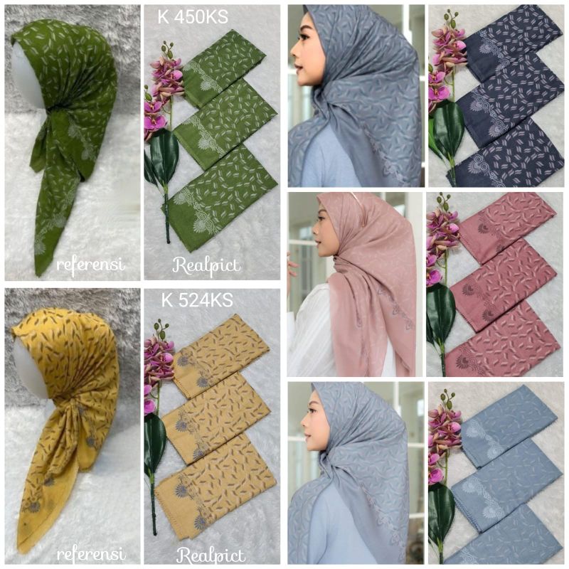 kerudung segi empat  motif voal motif lasercut denay motif voal motif premium