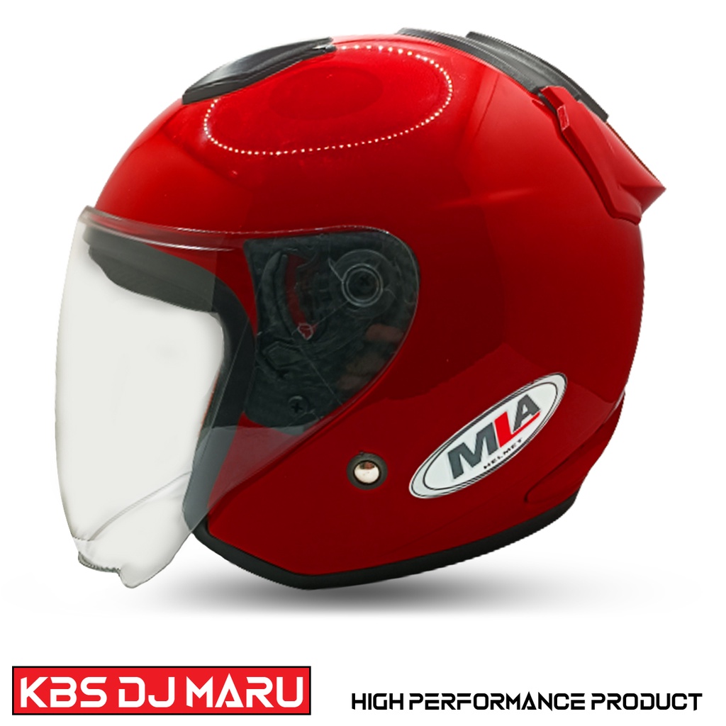 Helm Half Face Dewasa MLA DJ MARU Solid Polos RED FERARI Single Visor Clear Bening Untuk Pria Dan Wanita Dewasa COD