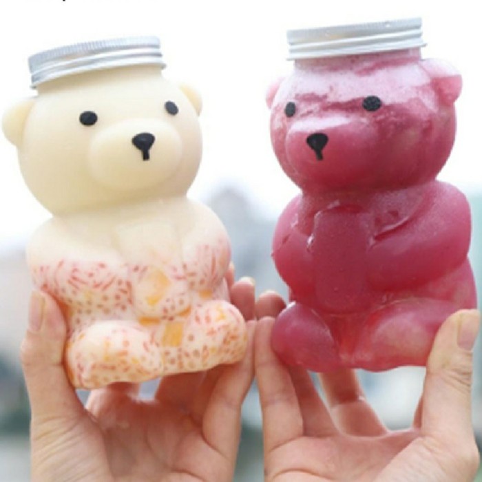 Botol Minum Unik Lucu Beruang Bear Transparan 420ml Tempat Minuman Plastik BTL05