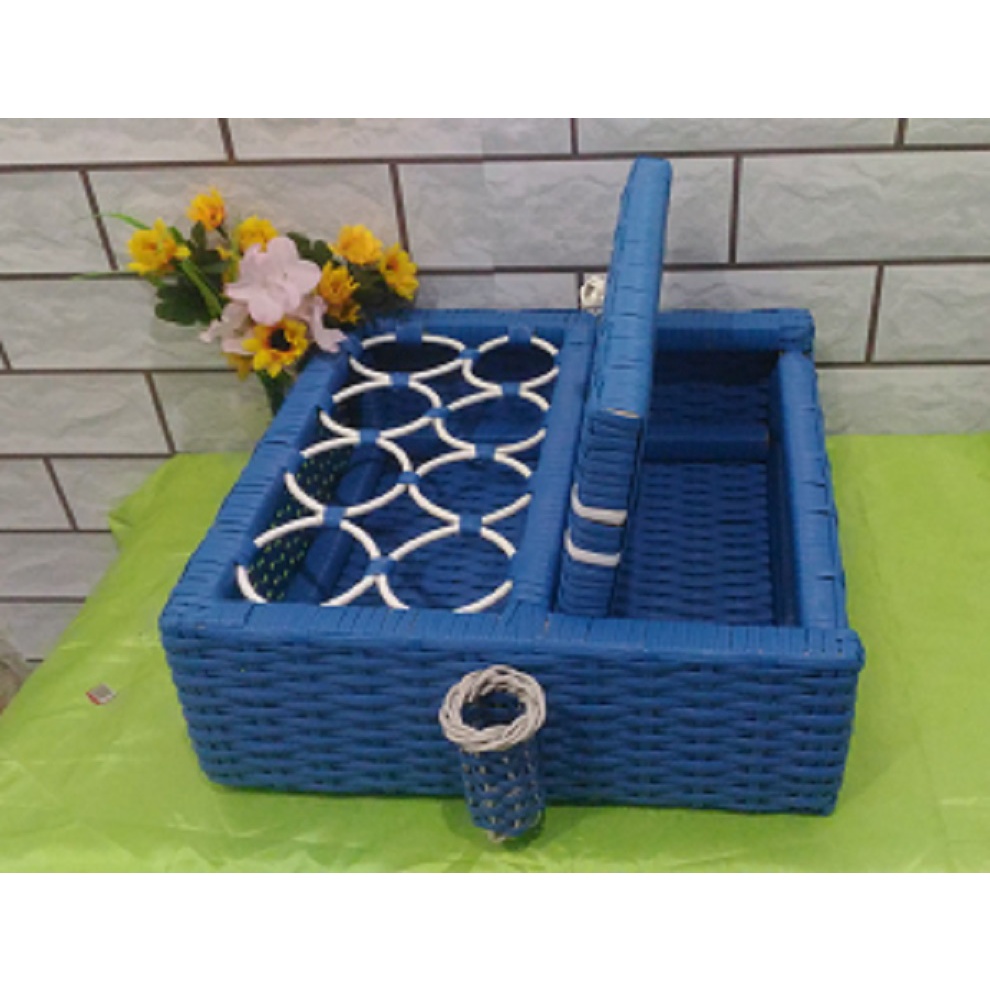 Tempat tisu dan tempat aqua gelas rattan anyaman 2in1 dibuat dari pengrajin profesional terbiasa tem