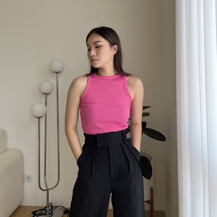 Ribbed Racer Tank / Atasan Wanita Korea / Crop Tank / Halter Tank Top