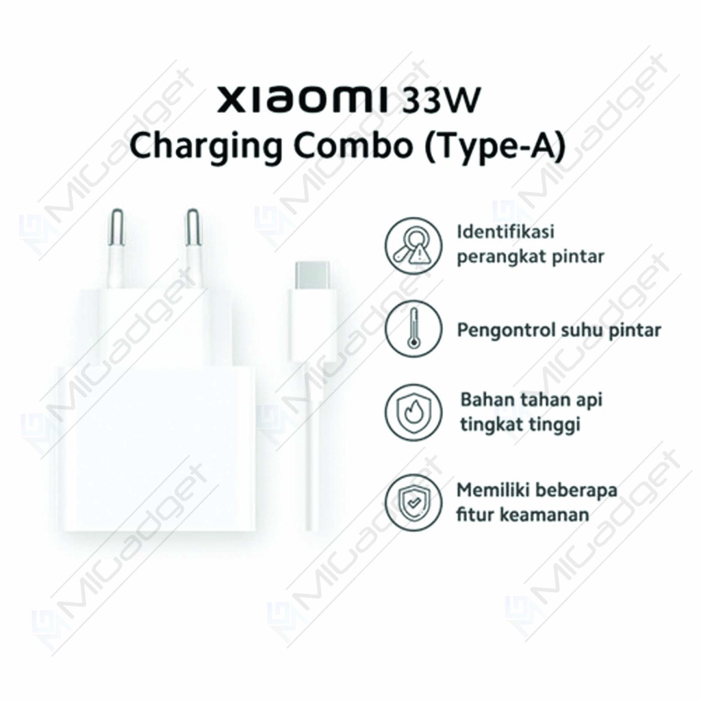 Kabel Wall Charger Xiaomi Adaptor Cable 33W Watt Cas Ori Garansi Resmi