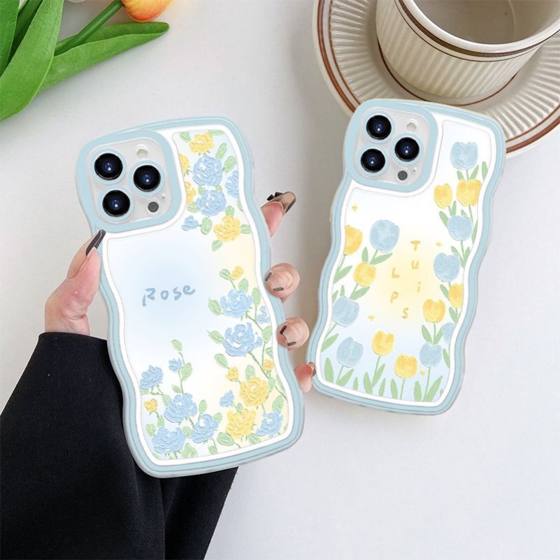 Soft Case Silikon Motif Lukisan Bunga Untuk iPhone 14 13 12 11 Pro Max X Xr Xs Max 8 7 6 6s Plus