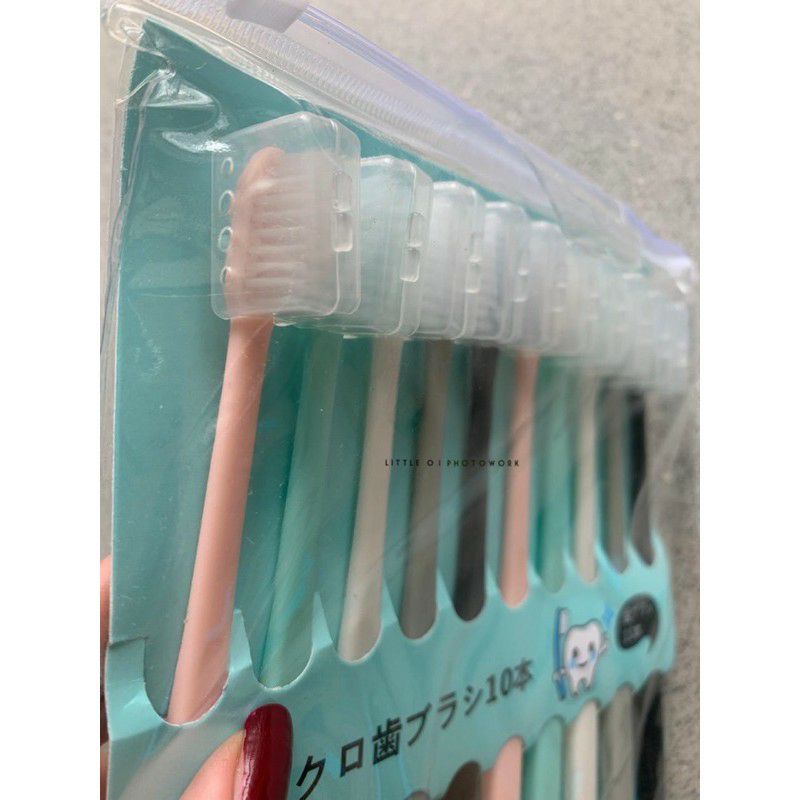 JT - Sikat Gigi Dewasa 1 SET 10 PCS Tavel Toothbrush Double Care Sensitive Soft-Sweet Bee Sikat Gigi Nano Tech Sikat Gigi Medium Import Bahan Lembut Toothbrush Double Care Sensitive