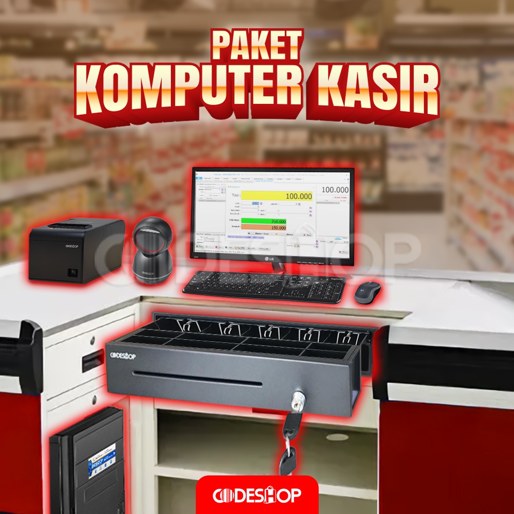 Paket Kasir Komputer iPOS 5 Pro + CD680 + CBT80 + CK415