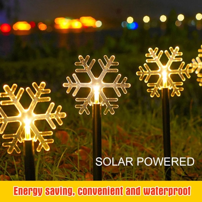 5pcs Lampu LED Tenaga Surya Anti Air IP65 Bentuk Snowflake / Bintang Untuk Dekorasi Pesta Natal