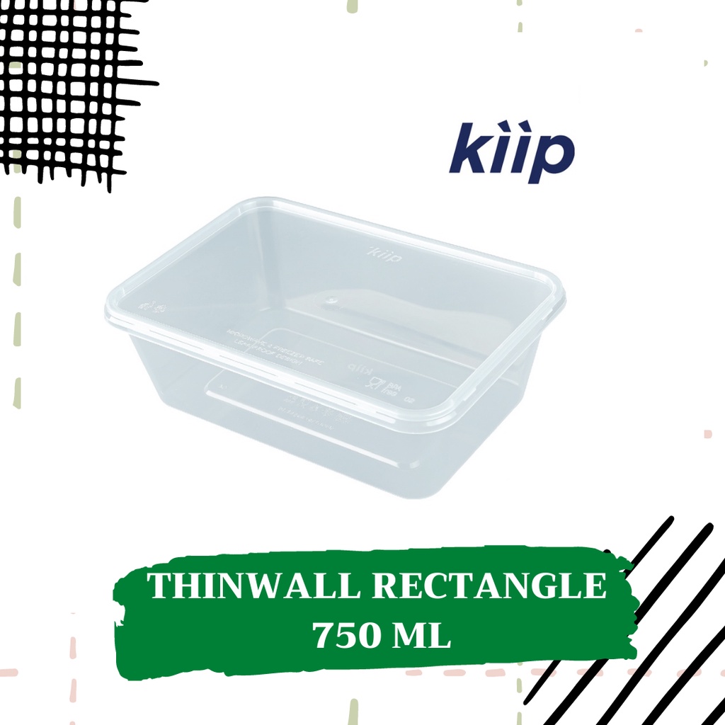 KIIP THINWALL RECTANGLE 750 ML NATURAL FOOD CONTAINER (25 SET)