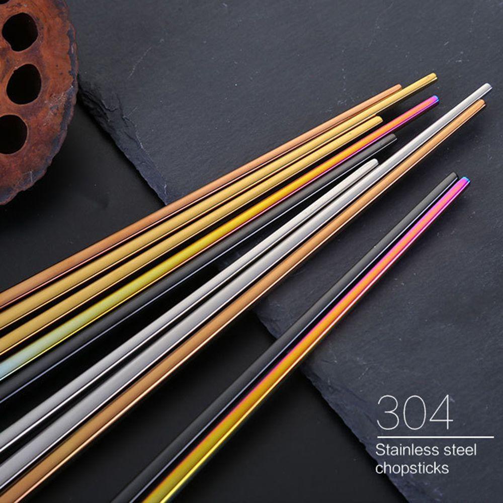 【 ELEGANT 】 Sumpit Fansy Warna Decor304Alat Dapur Stainless Steel 1pasang Makan