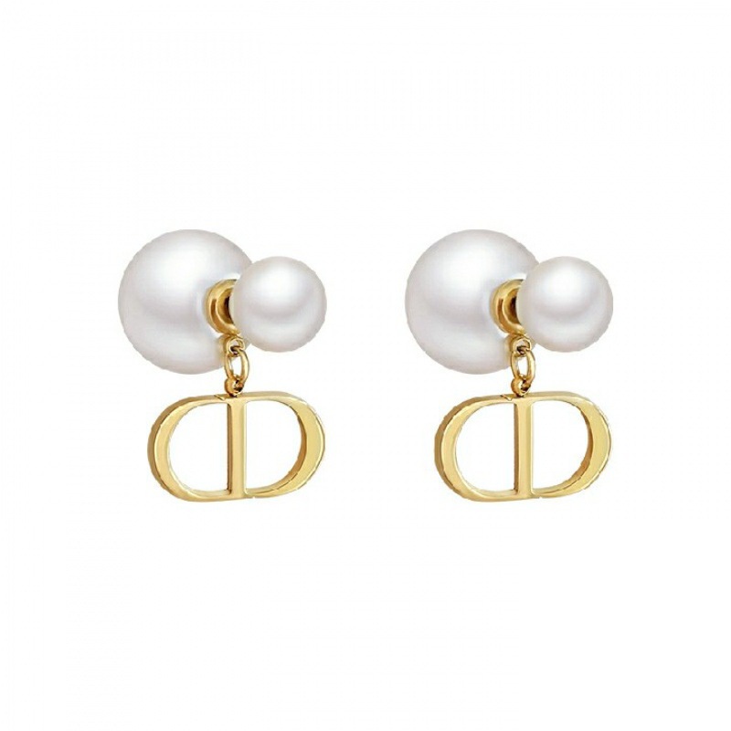 Anting Tusuk Gantung Wanita Desain CD Hias Mutiara Warna Gold Gaya Korea Untuk Pernikahan 2022