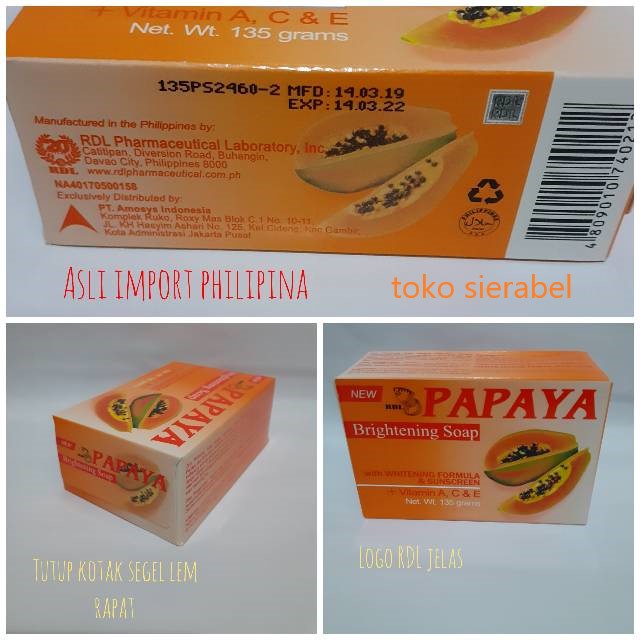 RDL PAPAYA 135 gr Philipine Sabun RDL Pepaya ASLI