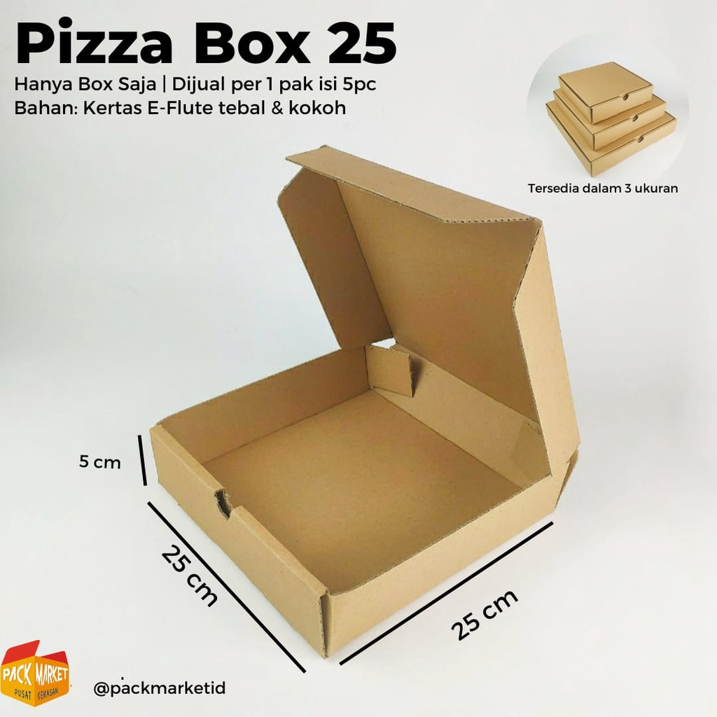 Pizza Box 25x25 (1 pak isi 5pc ) / kardus box pizza tebal/box hampers/box baju
