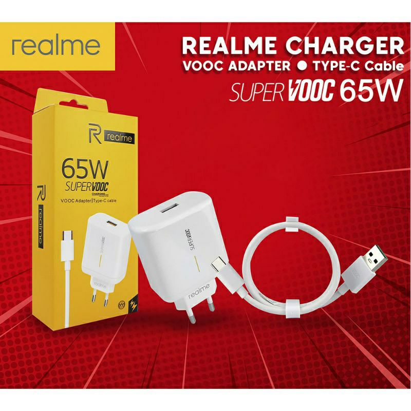 Original Charger Casan Realme Type C Super Vooc 65Watt Realme 5 Pro/ 6 Pro/ 7 Pro/ 8 Pro/ 9 Pro/ Cha